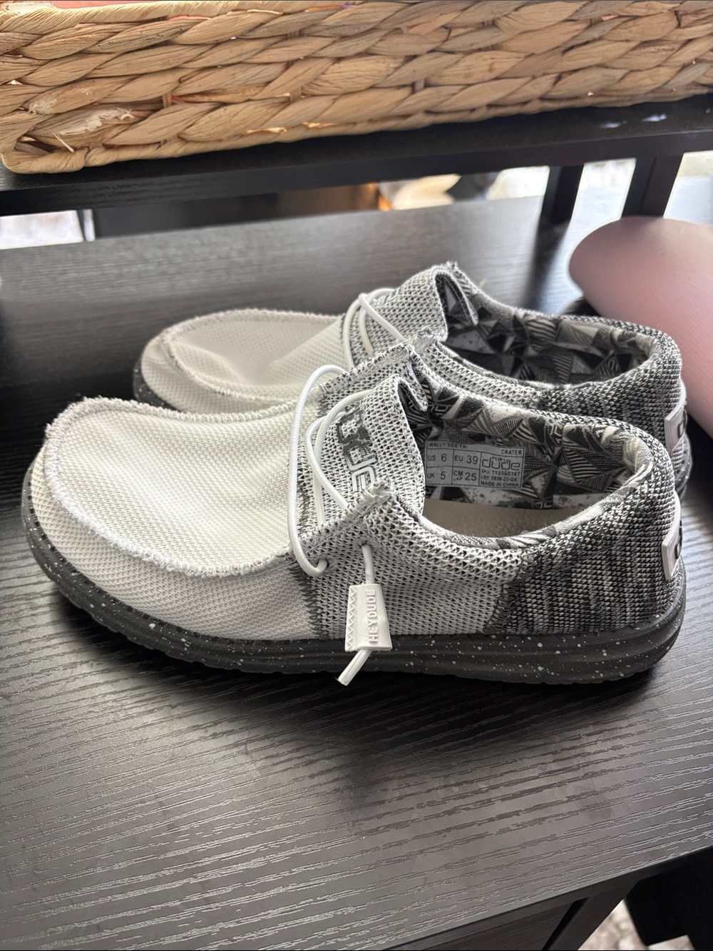 Hey Dude Kids Two-Tone White and Gray Slip-On Sneakers